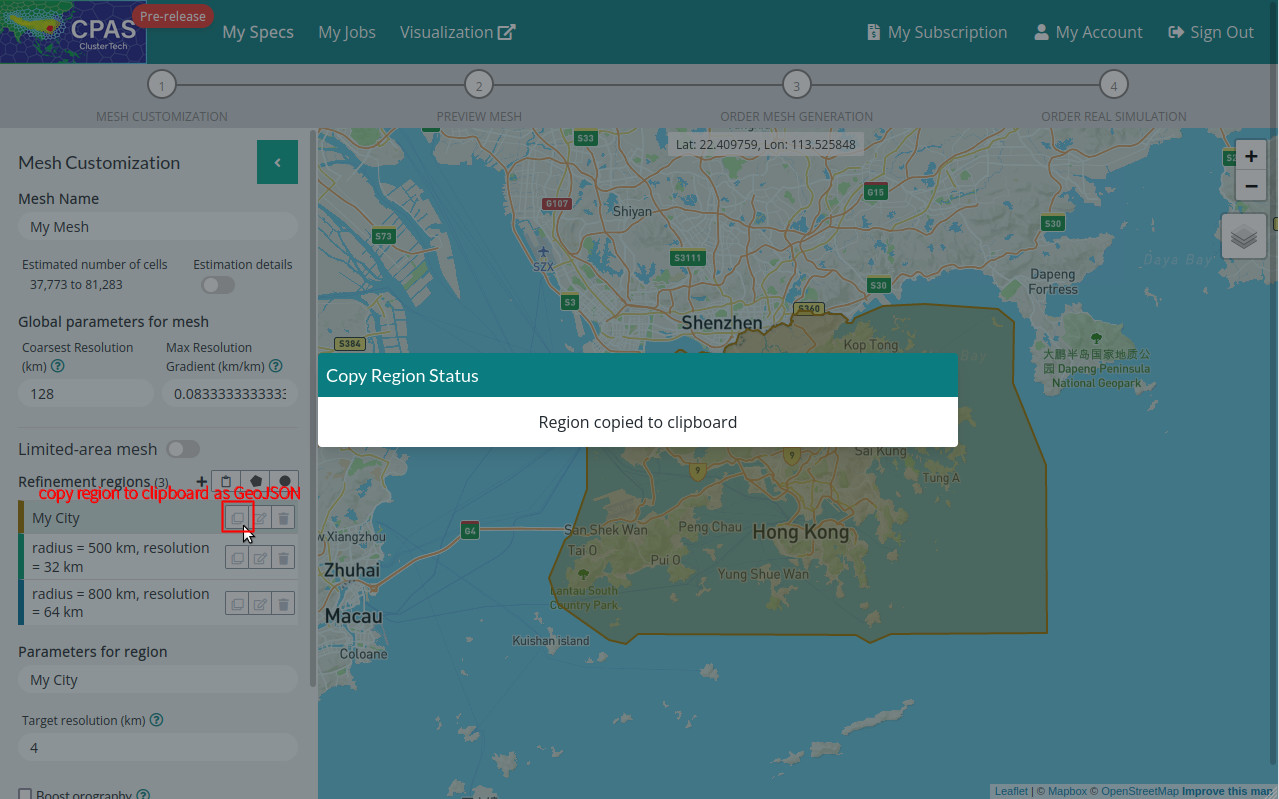 Screenshot 2 of copying region to clipboard