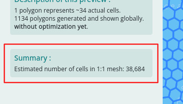 Screenshot of mesh preview generation summary